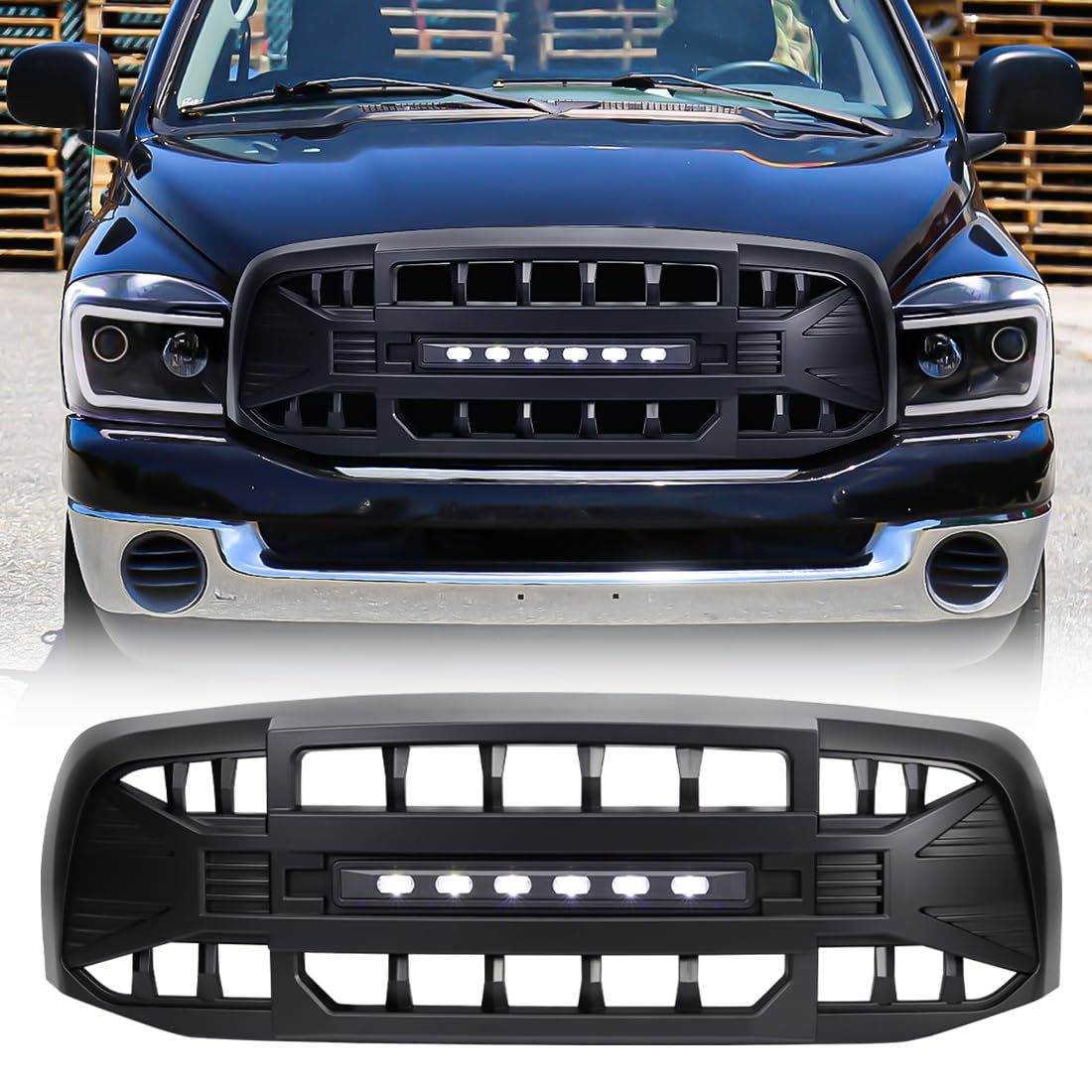 Front Grille Compatible with 06-08 Dodge Ram 1500, 06-09 Ram 2500/3500