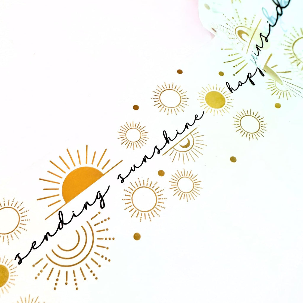 Mailed It Designer Sending Sunshine Packing Tape, Cute Packaging Tape for Small Business Shipping, Bulk Roll 2" x 330 Ft