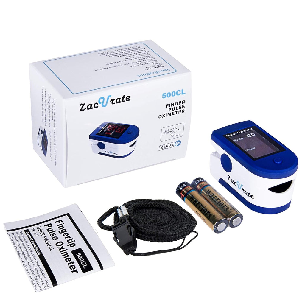 Fingertip Pulse Oximeter Blood Oxygen Saturation Monitor with Batteries and Lanyard Included (Sapphire Blue)