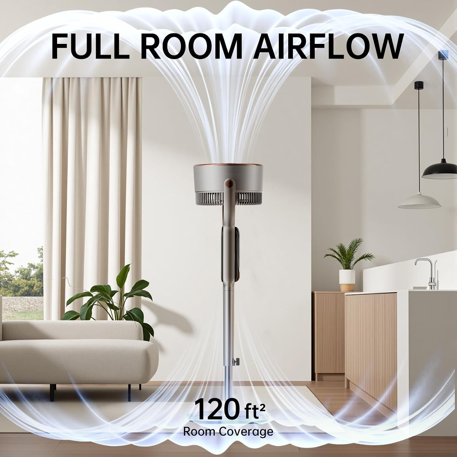 Standing Fan for Bedroom, 1190CFM Pedestal Fans Oscillating with Remote, 35-43" Adjustable Floor Fan with DC Motor