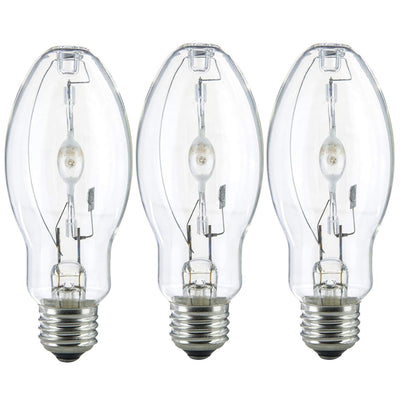 (3 Pack MH150/U/MED 150W Metal Halide Bulb Pulse Start ED17 Medium Base E26 Clear HID Lamp 14000 Lumens