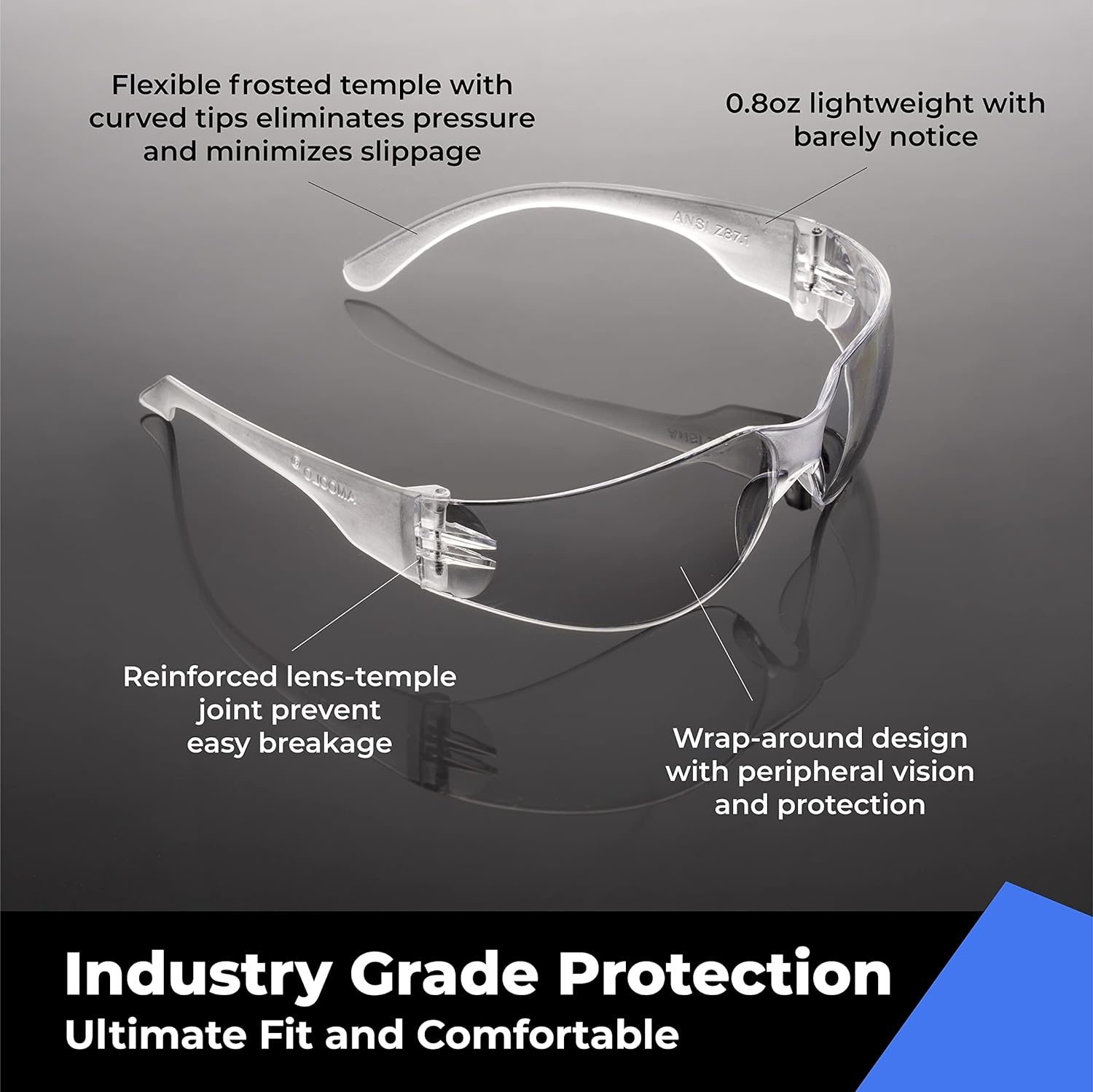 Clear Safety Glasses Bulk of 24, Protective Eyewear for Men Women, ANSI Z87.1 Impact Resistant Eye Protection for