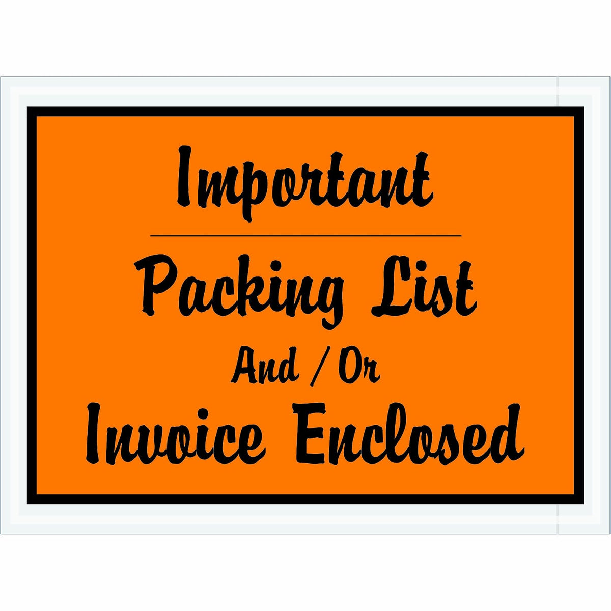 PL4 Poly Envelope, Legend "IMPORTANT PACKING LIST and/or INVOICE ENCLOSED", 4-1/2" Length x 6" Width, 2 mil Thick