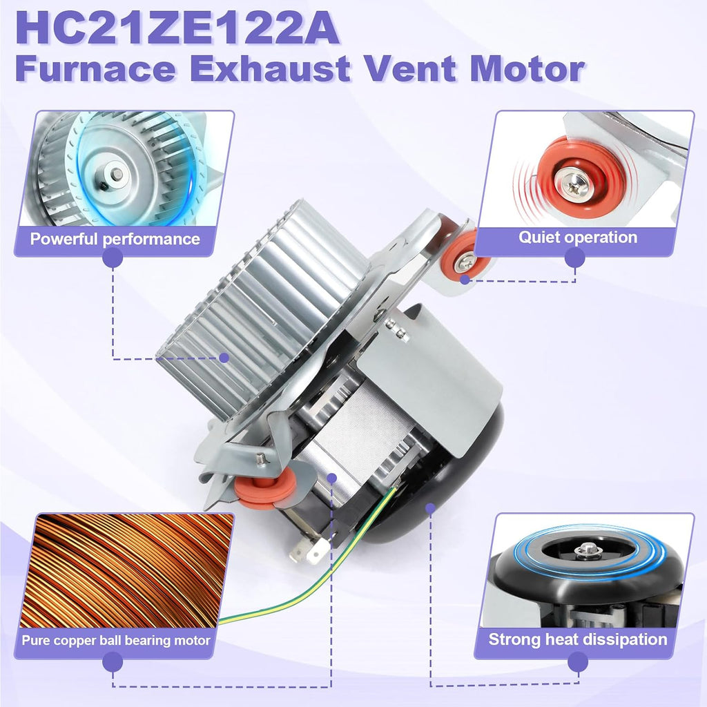 Furnace Draft Inducer Blower Motor Assembly HC21ZE122A Compatible with Payne, Carrier, Bryant, Jakel J238-112-11202 Furnace Exhaust Blower Motor Kit Replacement