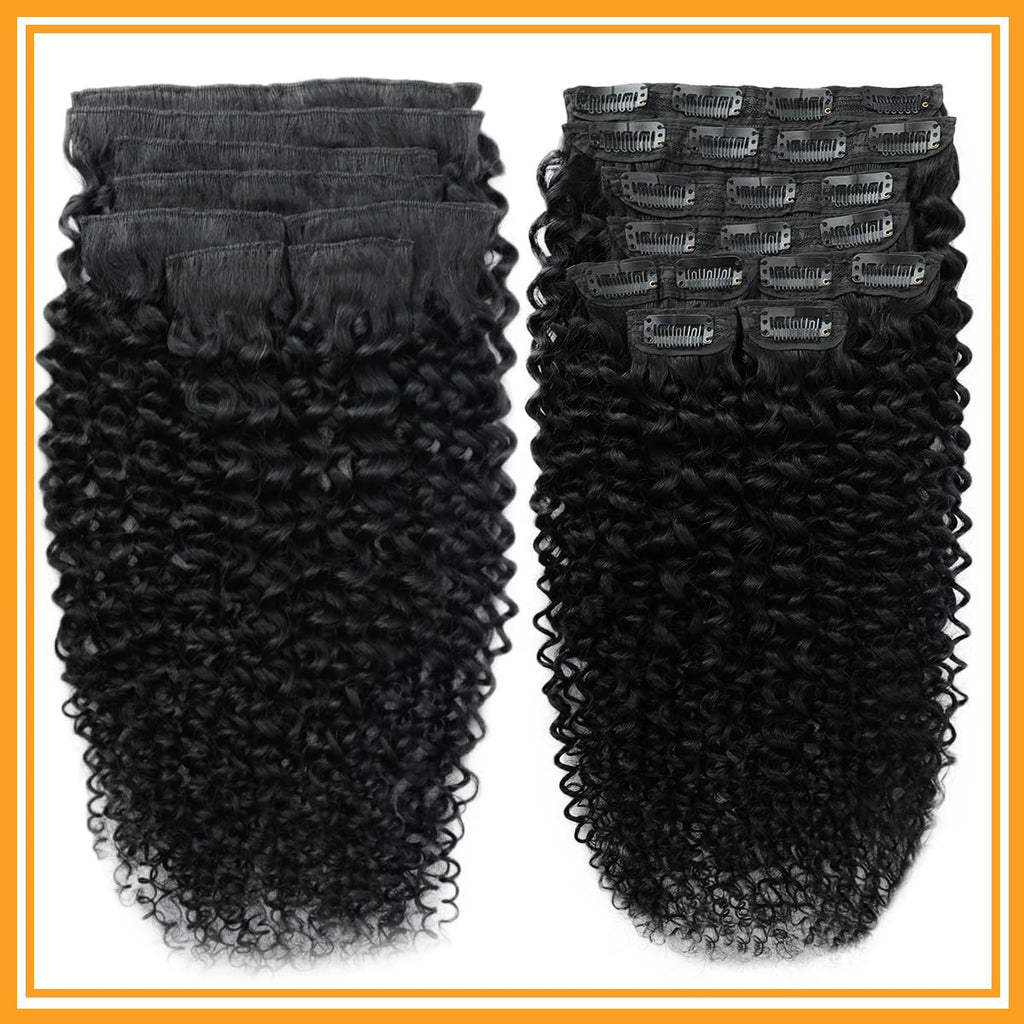 Kinky Curly Clip In Hair Extensions Real Human Hair 12 Inch 110g 8pcs Kinky Curly Clip Ins Full Head for Black Women