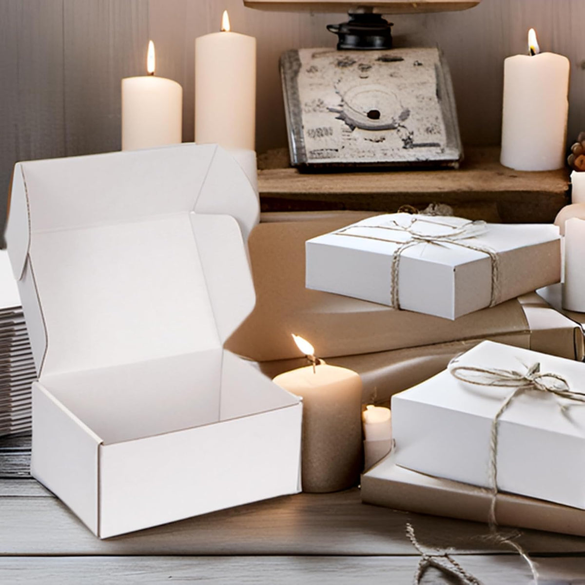 Small Shipping Boxes 9x6x4 Inch (25 Pack) - Sturdy White Corrugated Cardboard Boxes for Small Business, Ecommerce