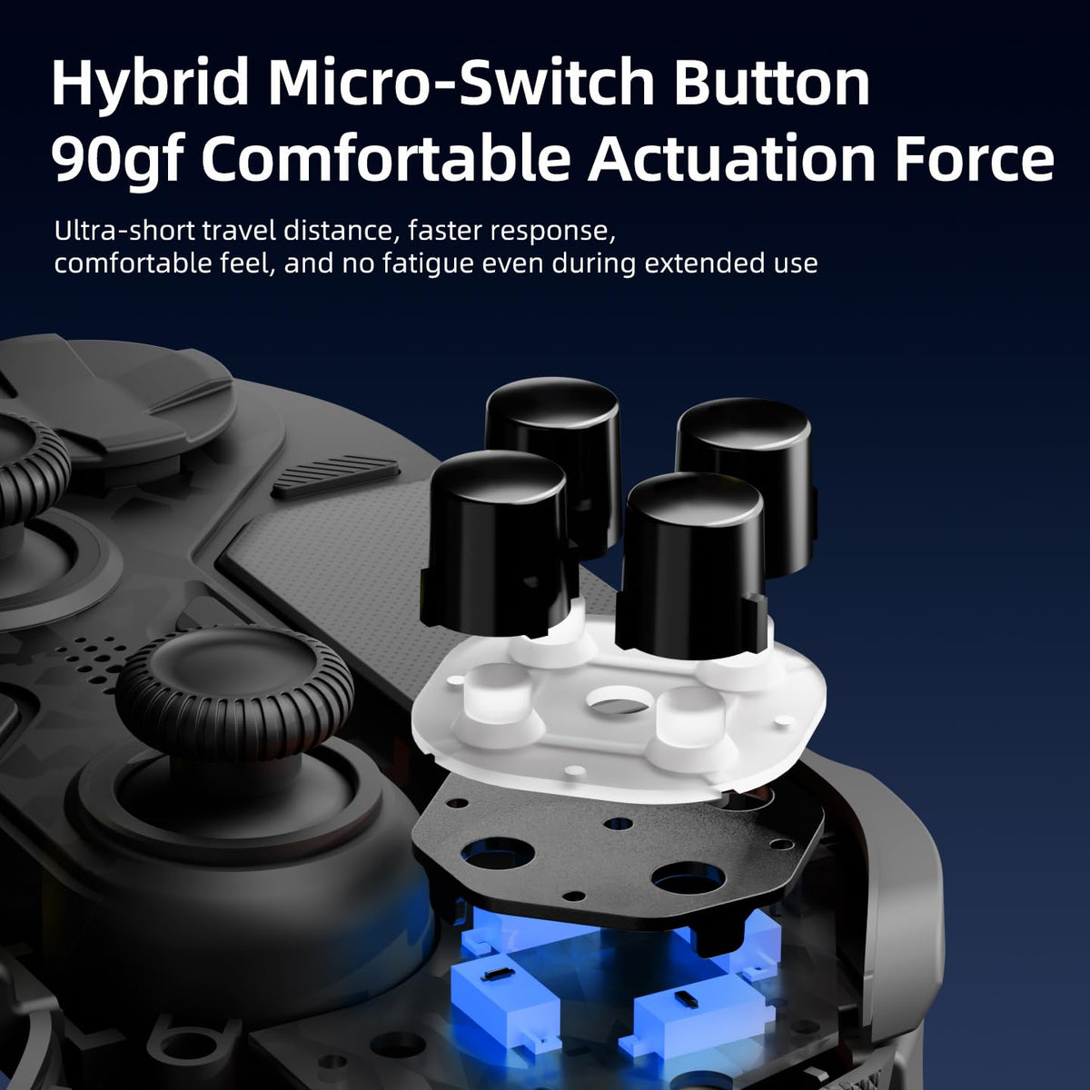 Hypershadow D4 2.4G Wireless Controller for PS4/Switch/PC/IOS/Android/Steam Deck, TMR Joysticks, Instant Trigger