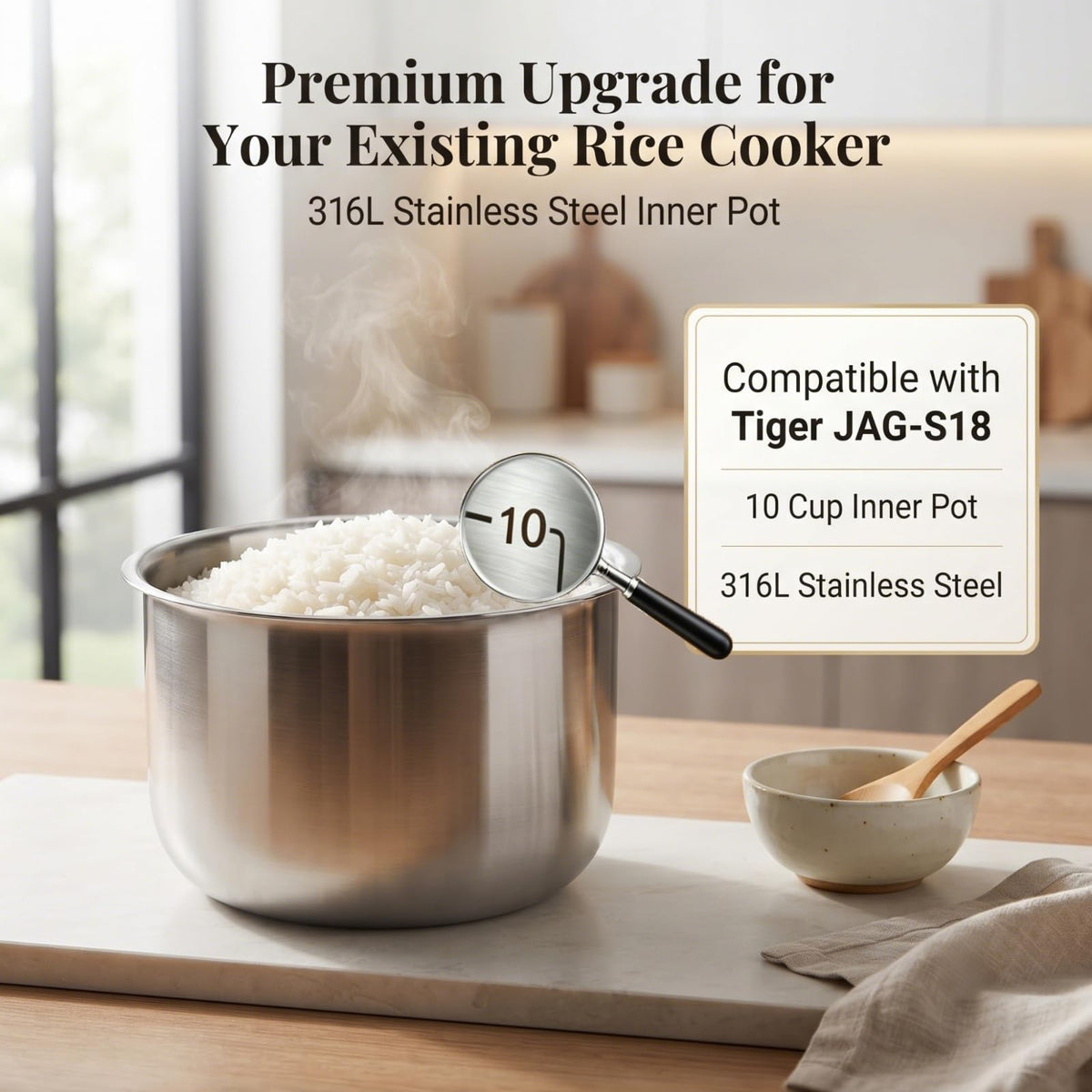 Rice Cooker Inner Pot 10 Cup Rice Maker Compatible with Tiger JAG-S18