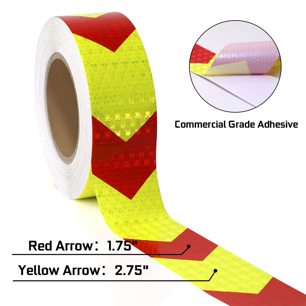 Arrow Reflective Tape for Trailers, Red/Yellow, 2in x 100ft