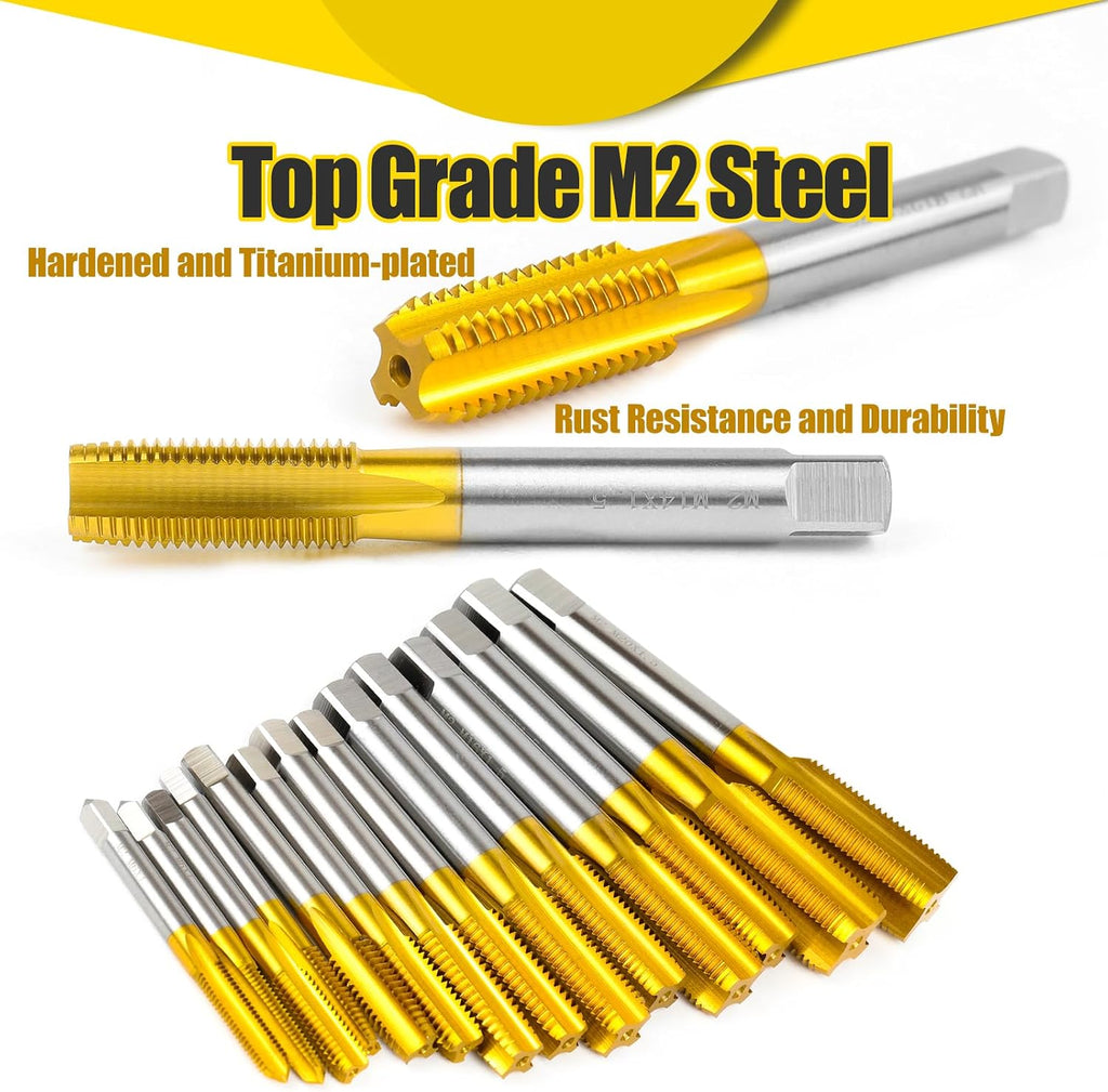 2Pcs M6 x 1.0 Thread Tap Set for Metal,Taper and Bottom Threading Hand Tap