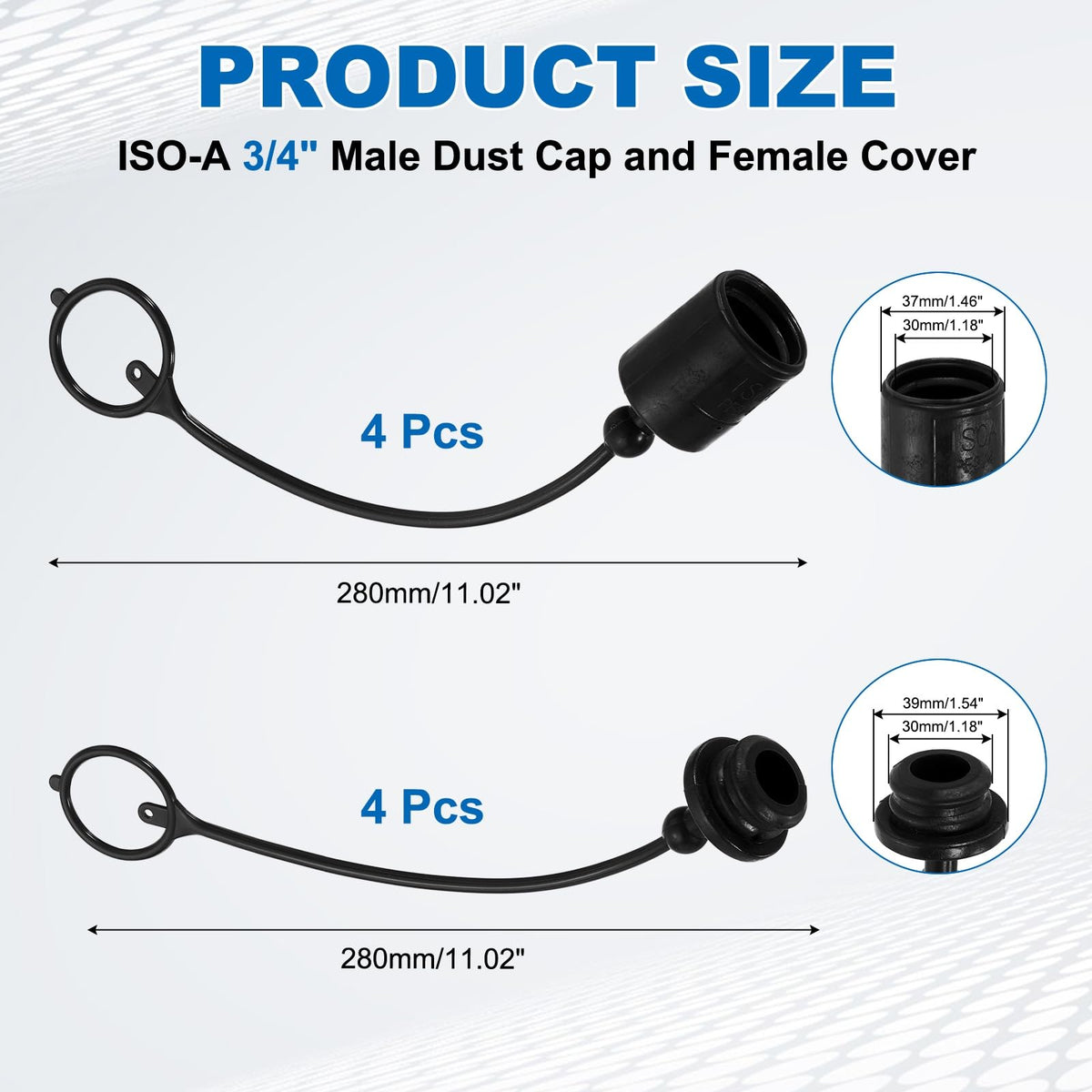 uxcell 4Set Hydraulic Quick Coupler ISO-A 3/4" Quick Connect Coupling Black