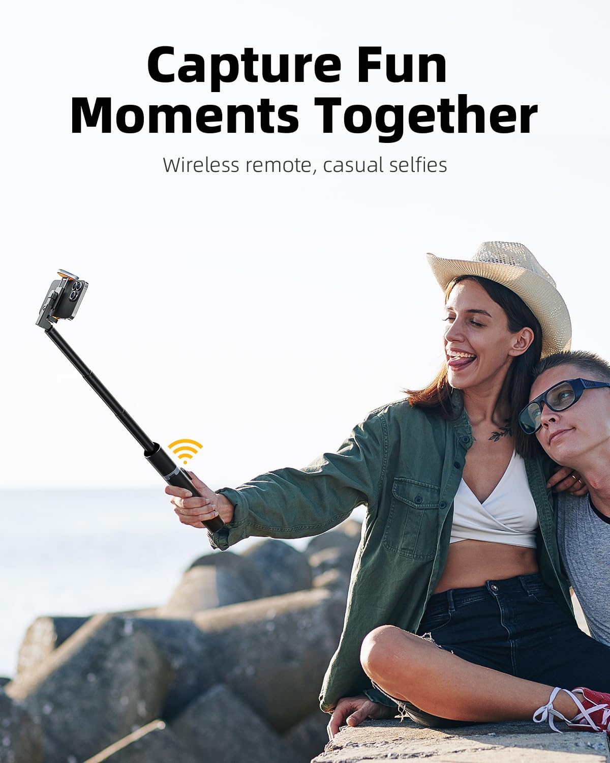 63" Cell Phone Selfie Stick Tripod, Portable Tripod for iPhone with Wireless Remote, Extendable Smartphone Stand
