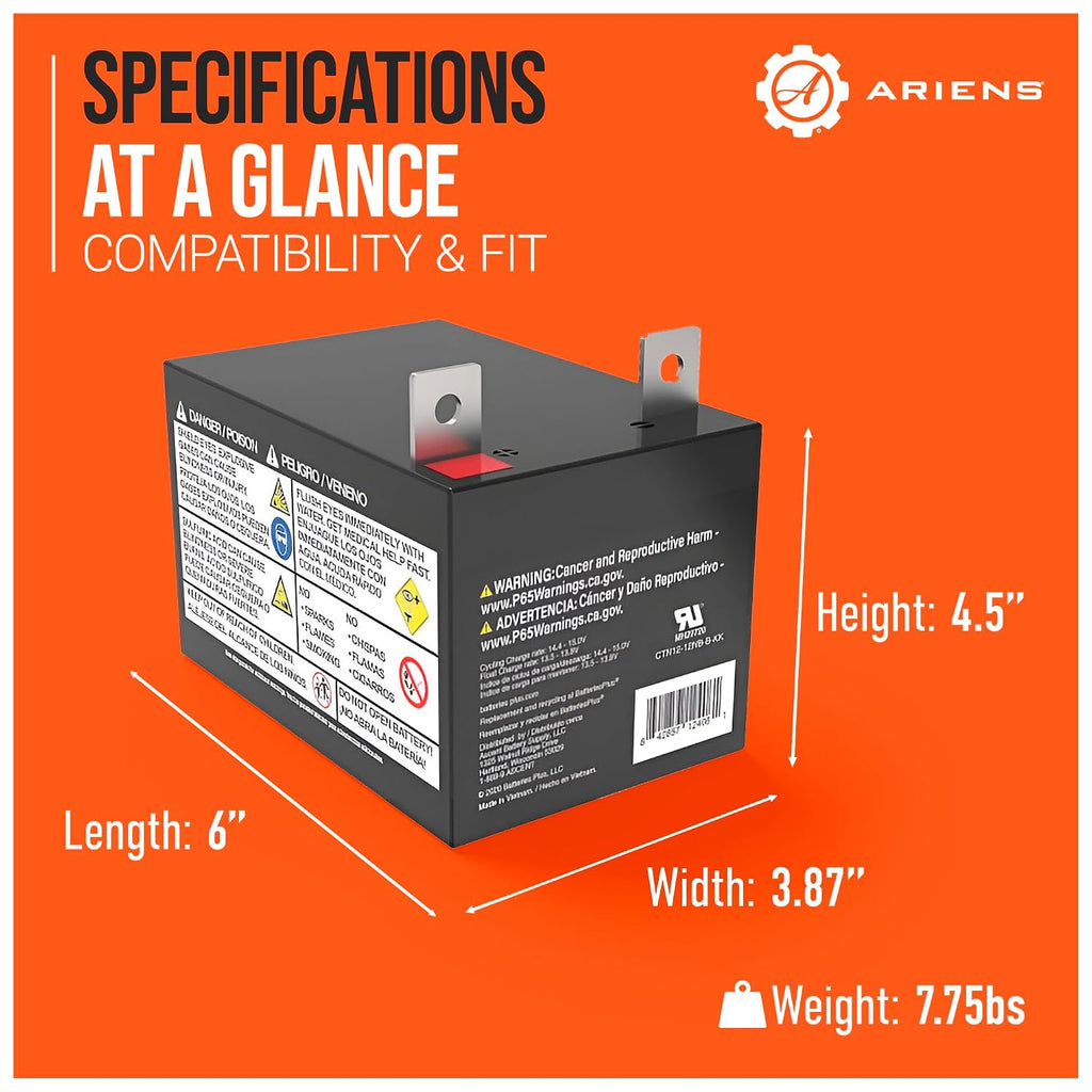 12 Volt Replacement Battery, Heavy-Duty Electrical Starting Battery Parts for Edge, IKON, Gravely ZT X, and ZT XL