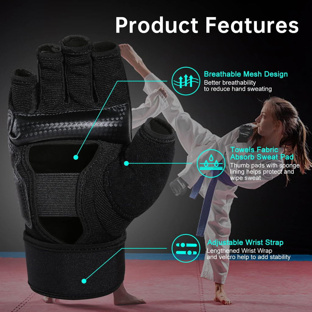 Kickboxing Sparring Gloves TKD Gloves for Men Women Half Finger Boxing Gloves Fighting Gloves Boxing Gloves for