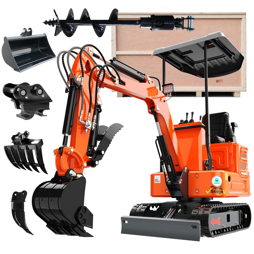 13.5HP Mini Excavator, 36.6" Compact Digger with B&S XR2100 Engine, Narrow Access Mini Excavator for Trenching