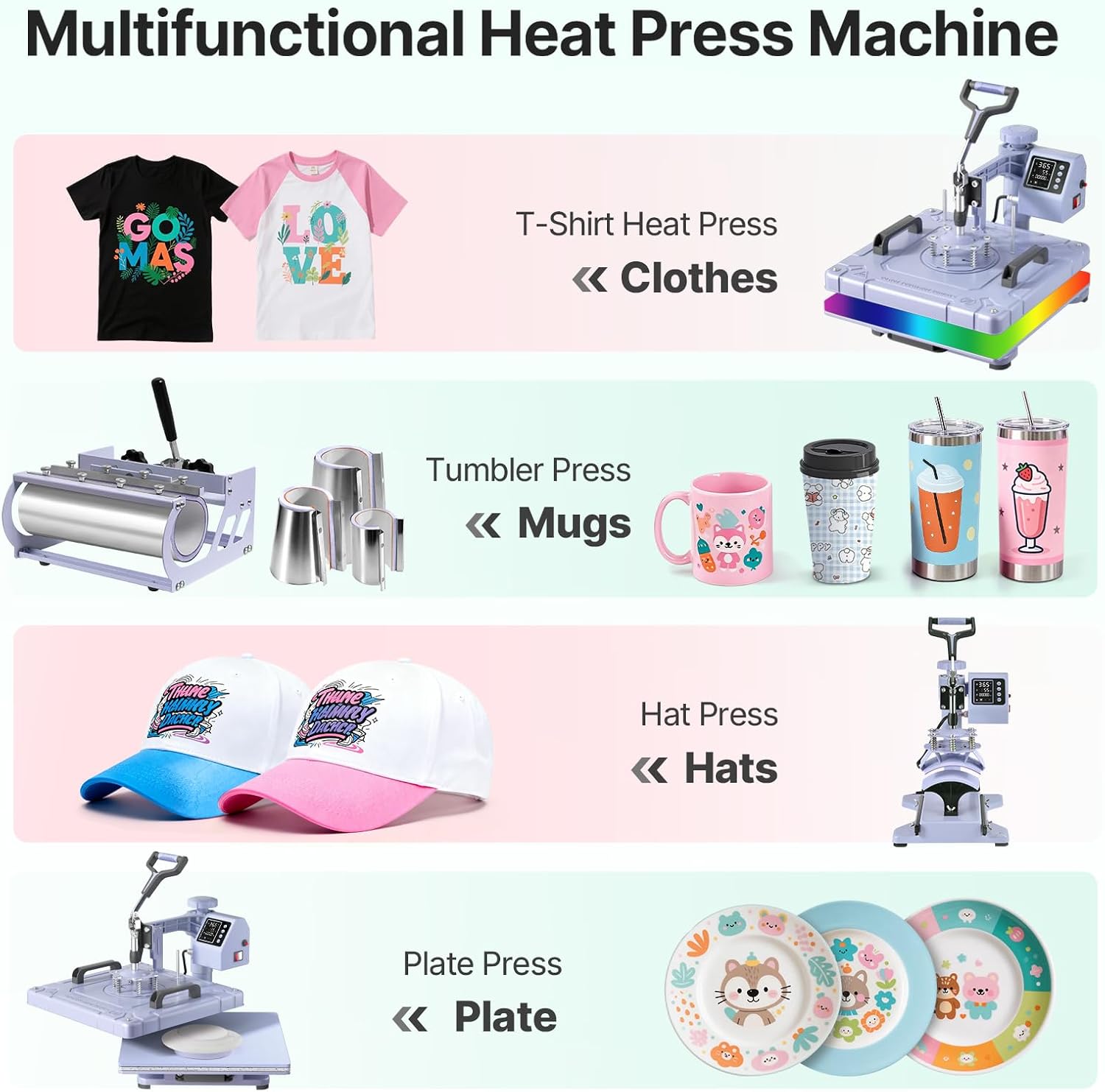 15x15 Inch 8 in 1 Swing Away Heat Press Machine for T Shirts | For DIY Creators & Small Businesses, Create T-Shirts