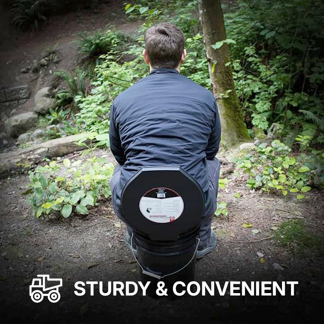 Premium Portable Camping Toilet Seat with Lid for 5 Gallon Buckets | Portable Toilet for Outdoor Camping, Hiking