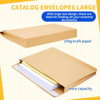20 Pcs 9 x 12 x 1.6 Inch Large Expandable Catalog Envelopes Manilla Kraft Peel and Seal Envelopes Light Large Mailing