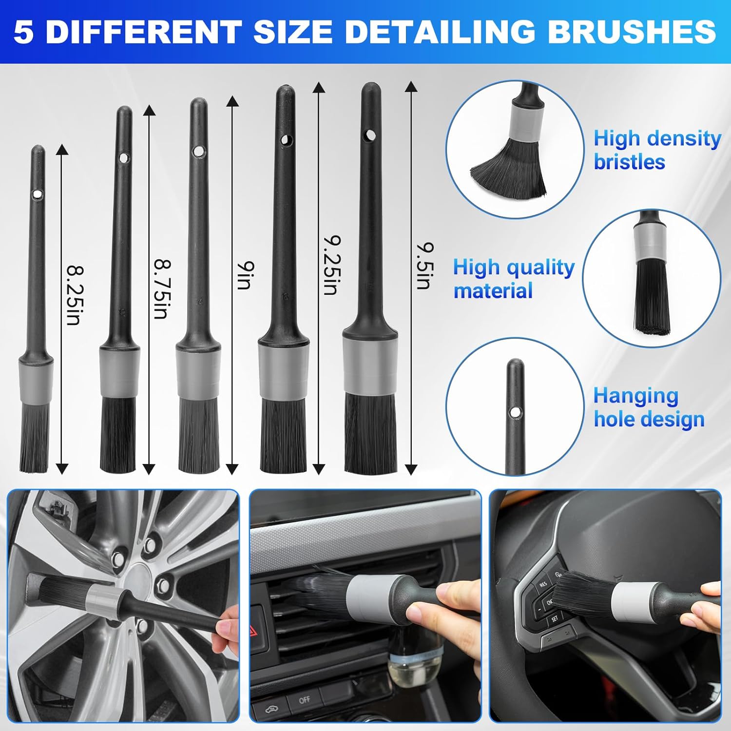 Windshield Cleaner Tool, Car Interior Cleaning Kit, Car Detailing Kit Interior Cleaner with10Pcs Detailing Brush Set