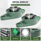 2 Pack UCFL209-28 Pillow Block Bearing – Flange 2 Bolt Mounted Pillow Block Bearings – Bearing Steel Bearings with 1-3/4" Bore - Self-aligning Bearings with Solid Cast Iron Base