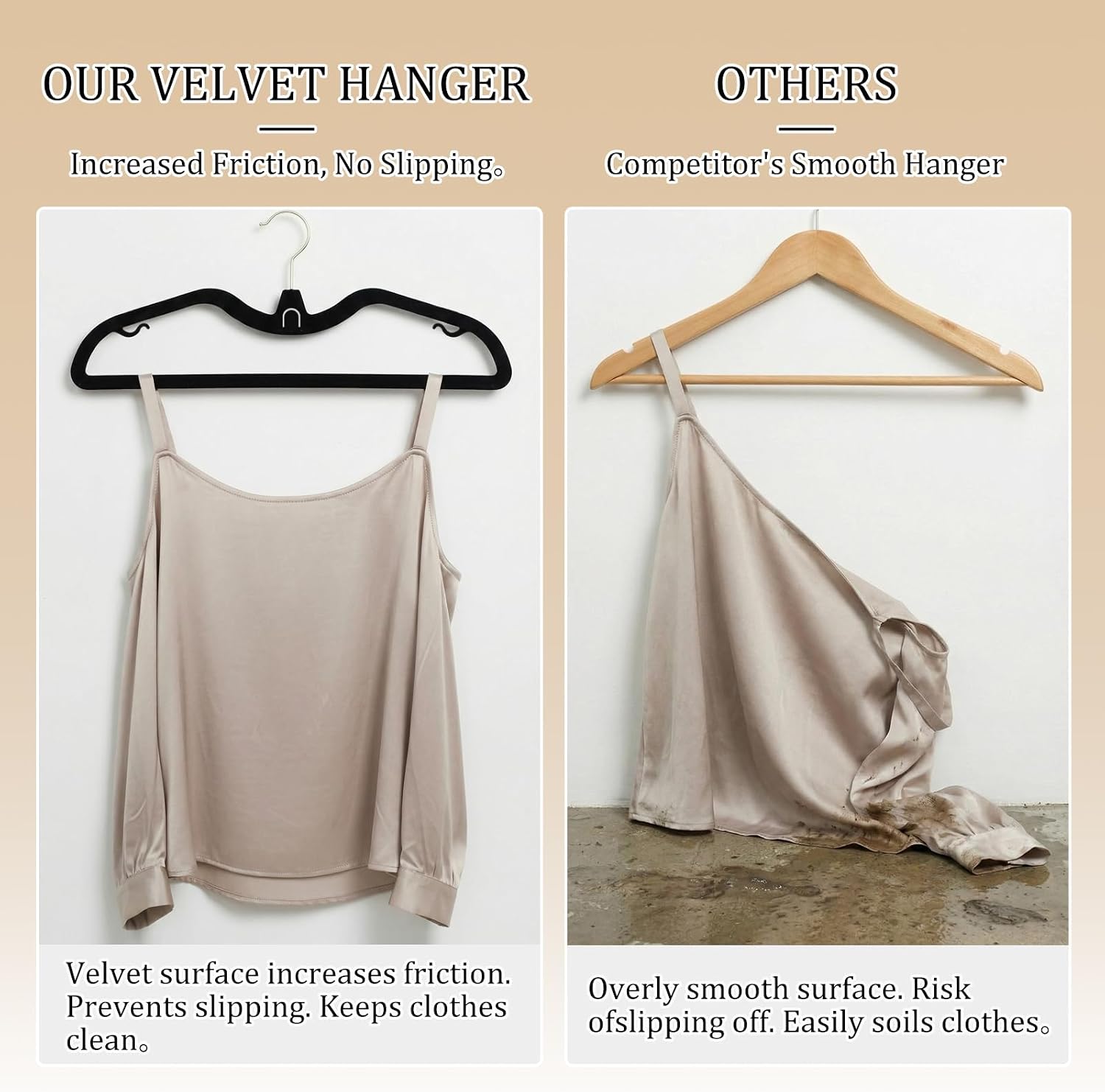 30 Packs Stackable Velvet Hangers, Non Slip Clothes Hangers, Short Neck Space Saving Slim Design, Heavy Duty with