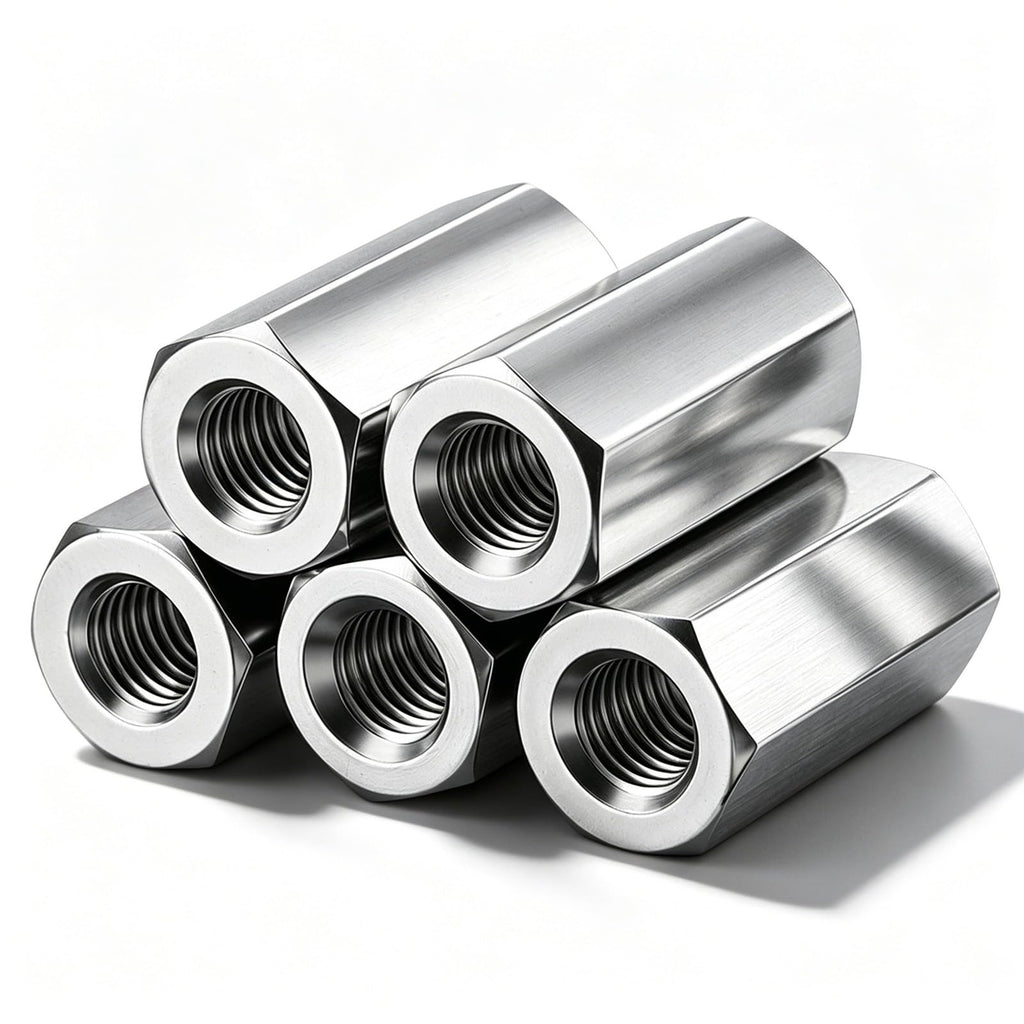 5 Pcs 1/4-28 X 7/8" Coupling Nuts Zinc for Threaded Rod