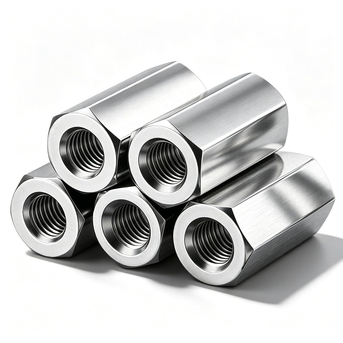 5 Pcs 1/4-28 X 7/8" Coupling Nuts Zinc for Threaded Rod