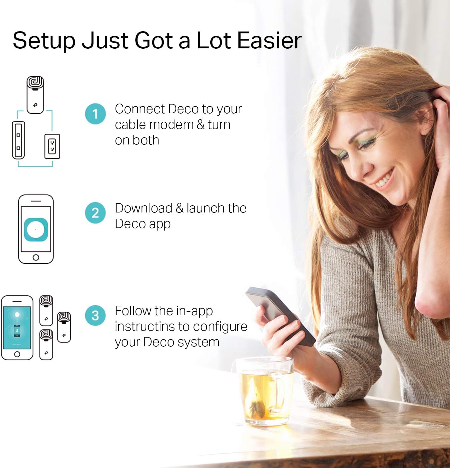Deco S4 Mesh AC1900 WiFi System - Up to 5,500 Sq.ft. Coverage, Replaces WiFi Router and Extender, Gigabit Ports