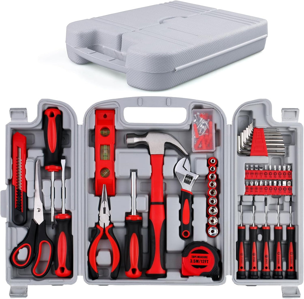 156-Piece Delicate All-Purpose Home Tool Kit in Foldable Toolbox, Unisex | Complete and Essential Hand Tools Set for
