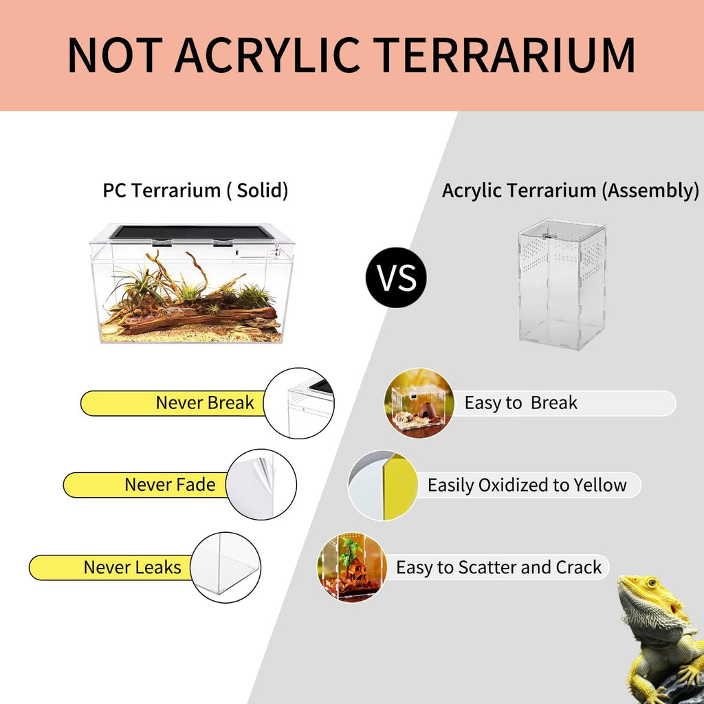 Reptile Terrarium,10 Gallon Reptile Tank 20" x 10"x 11",for Insect，Fish，Tarantula，Hermit Crab，Jumping