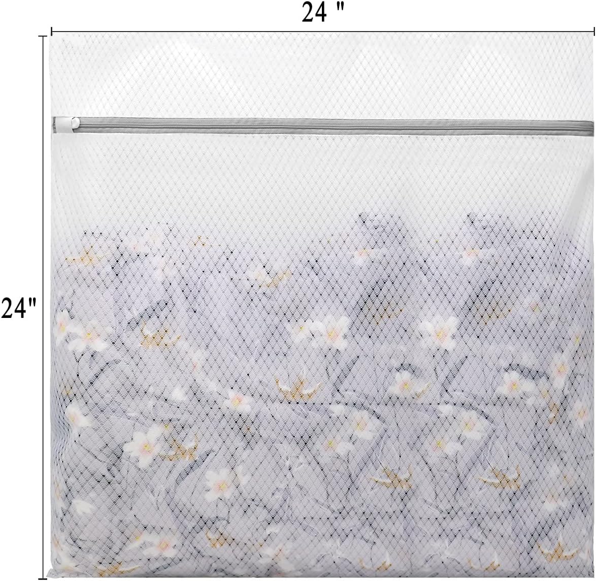 2Pcs Durable Diamond Mesh Laundry Bags for Delicates 24 x 24 Inches | (2 XX-Large)