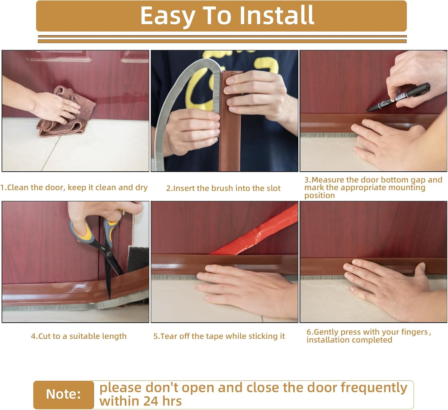 39" Door Draft Stopper for Bottom of Door with Brush,Strong Adhesive Under Door Sweep for Exterior &