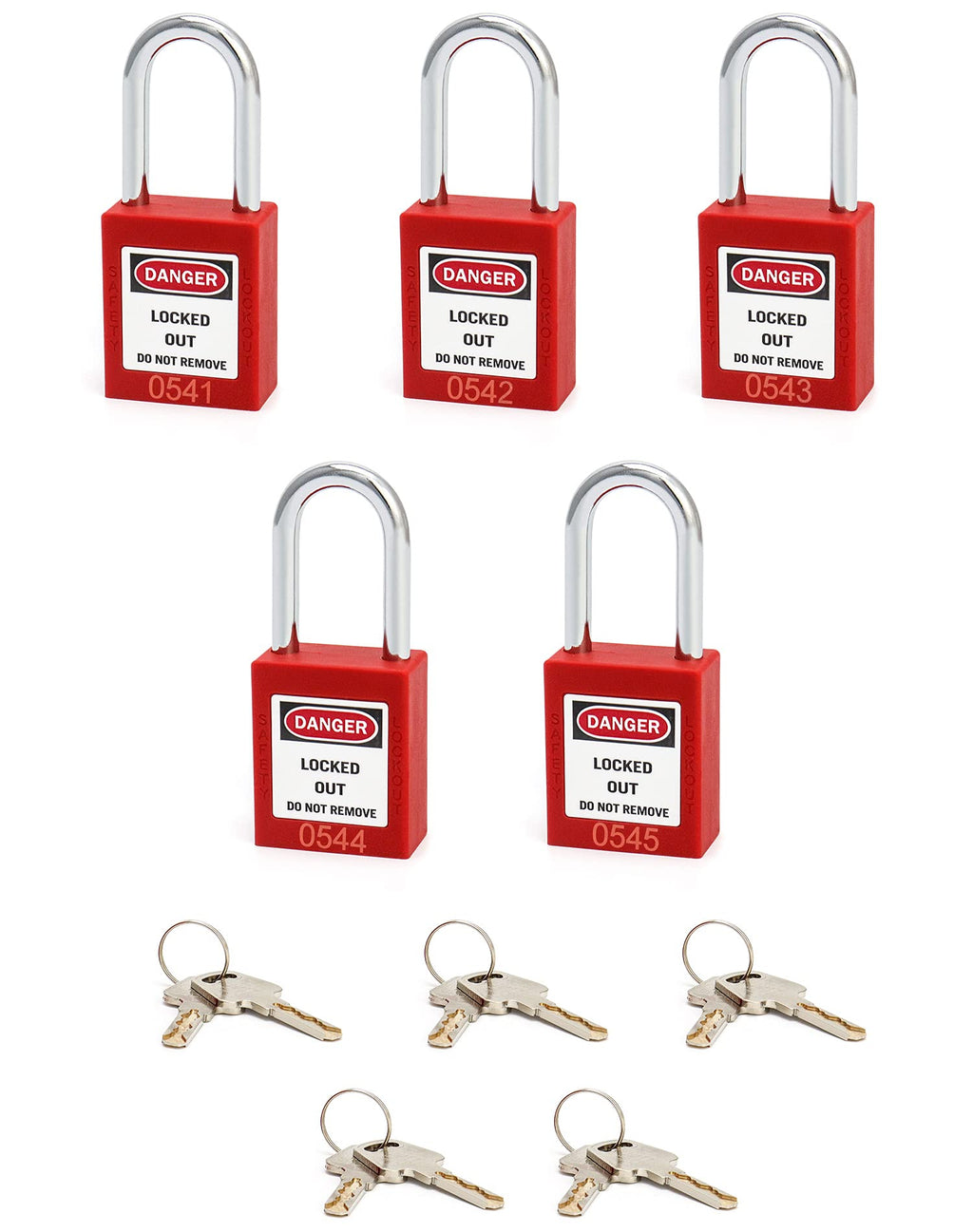 Lockout Tagout Locks, Safety Padlock, 5 Padlocks with 10 Keys