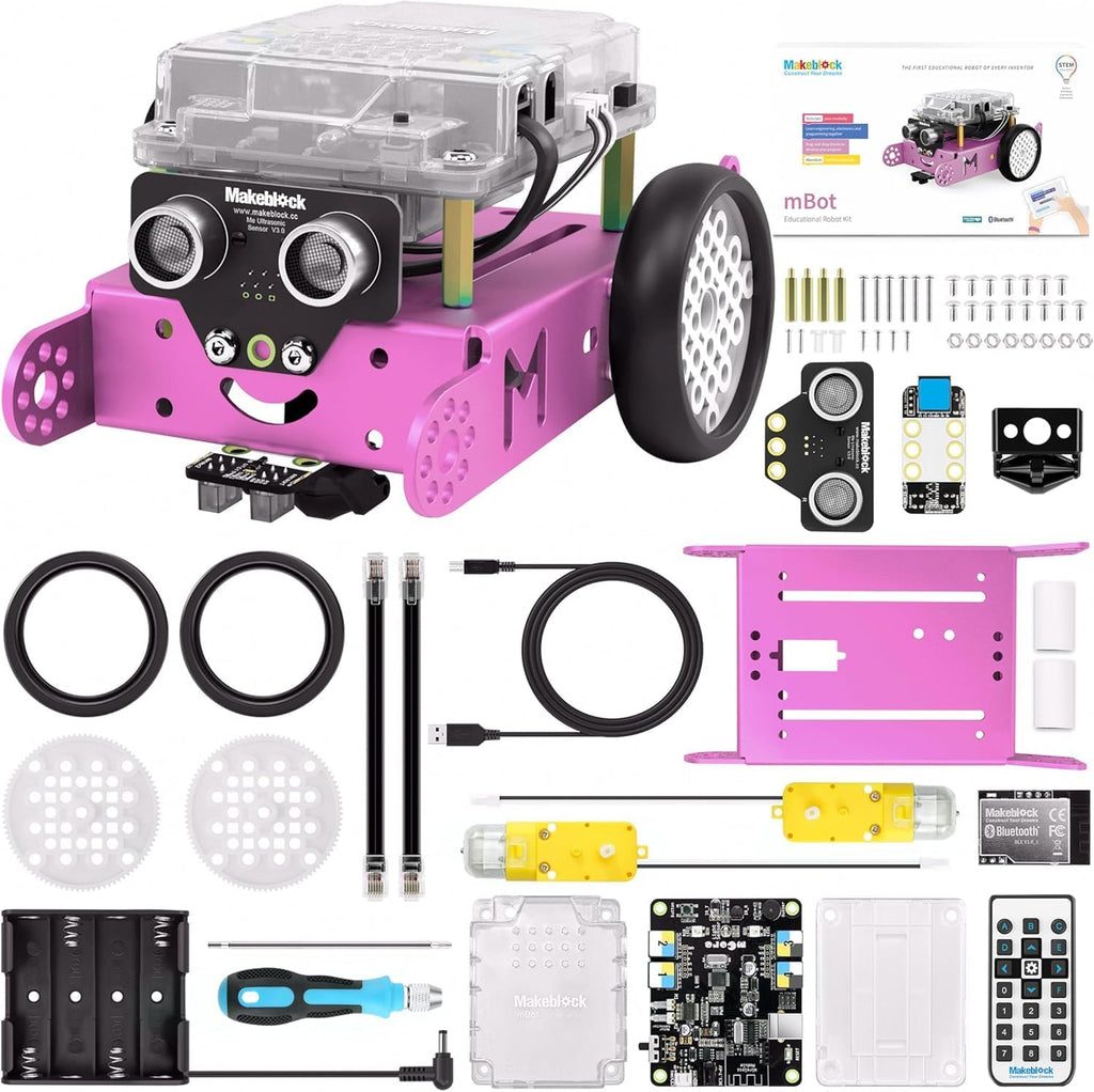 mBot Pink STEM Coding Robotics Toy Kit for Girls & Kids Ages 8-12 | Arduino & Scratch Coding, Remote Control Building
