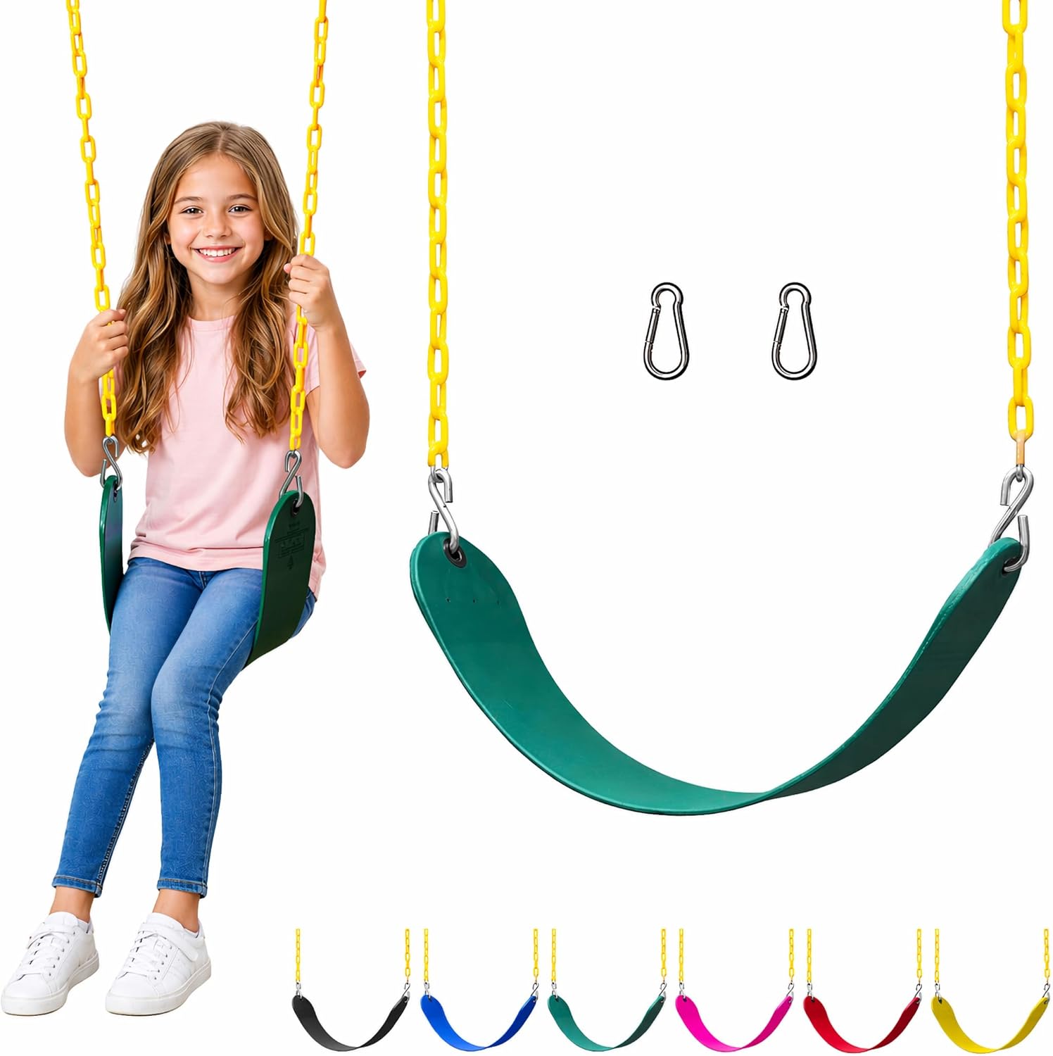 Swing for Outdoor Swing Set - Swing Seat Replacement Kit with Heavy Duty Chains - Backyard Swingset Playground