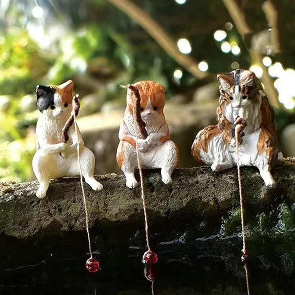 Miniature Fishing Cat Aquarium Decor Mini Animal Figurine Statue Aquarium Animal Decorations Small Fishing Cat