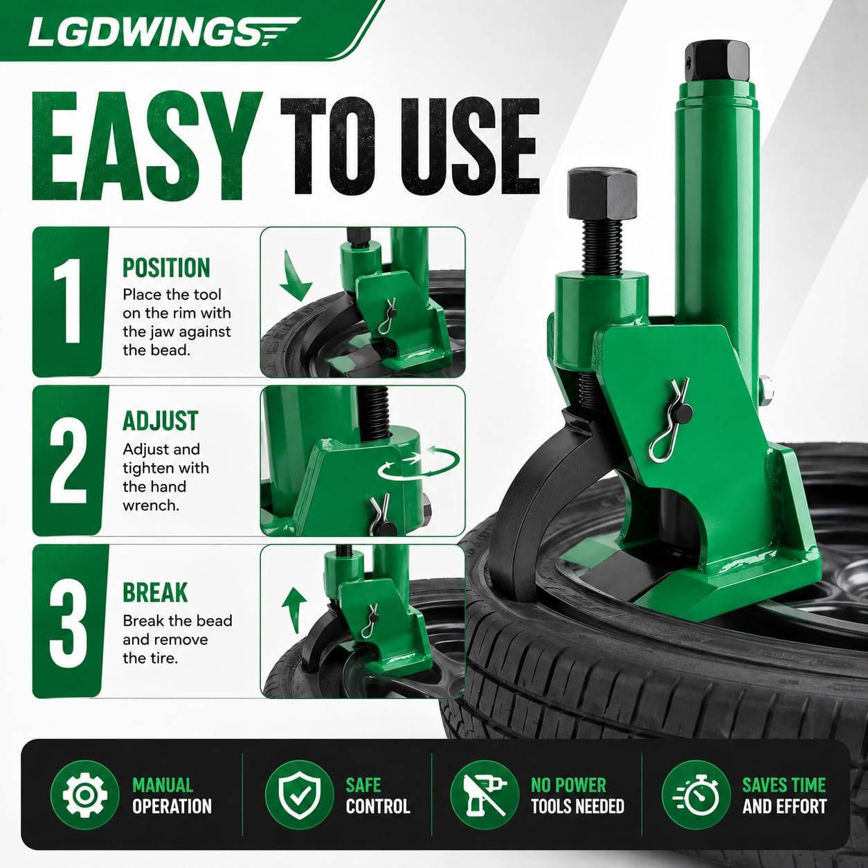 Manual Tire Bead Breaker Tool for Tire Removal, ATV & Lawn Mower