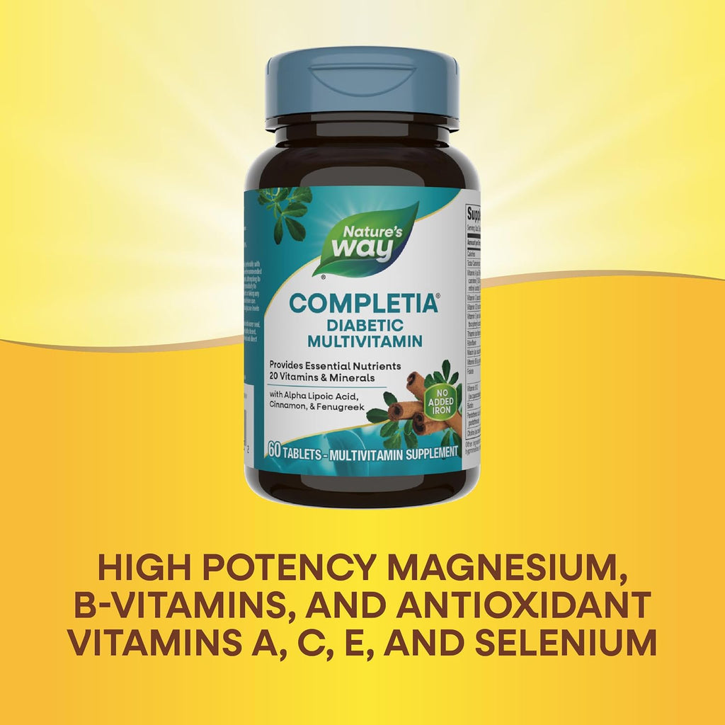 Completia Diabetic Multivitamin, Provides Essential Nutrients, with Alpha Lipoic Acid, Cinnamon, Fenugreek, Taurine