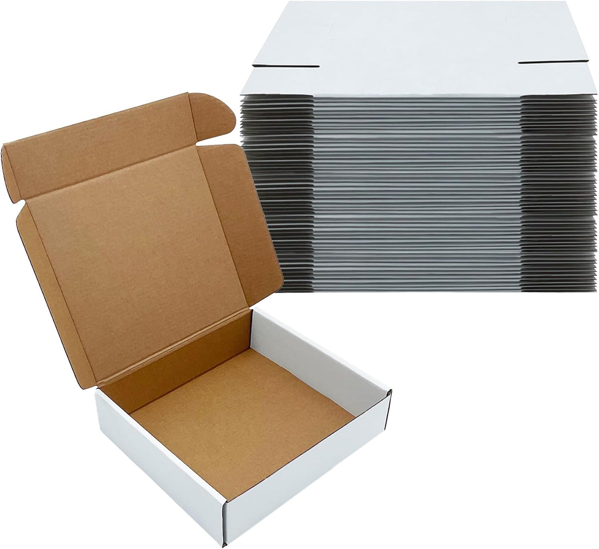White Shipping Boxes 8x7x2 inch 25 Pack,Corrugated Mailers for E-Commerce