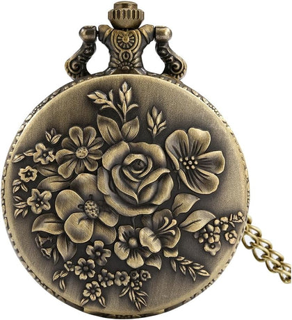 Vintage Pocket Watch with Chain for Men Necklace Watches for Women | Classic retro pendant watch,Unique analog quartz
