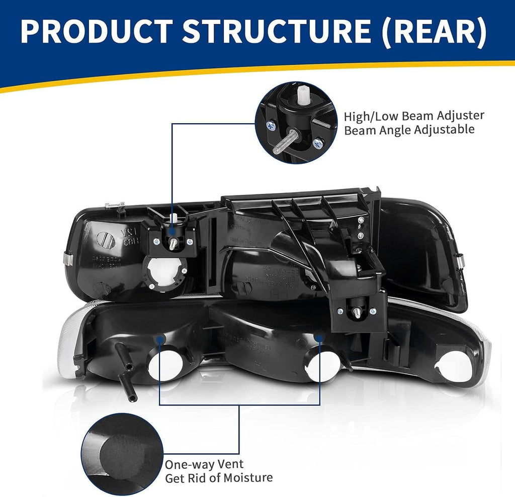 AUTOSAVER88 Headlight Assembly Compatible with 1999-2002 Chevy Silverado
