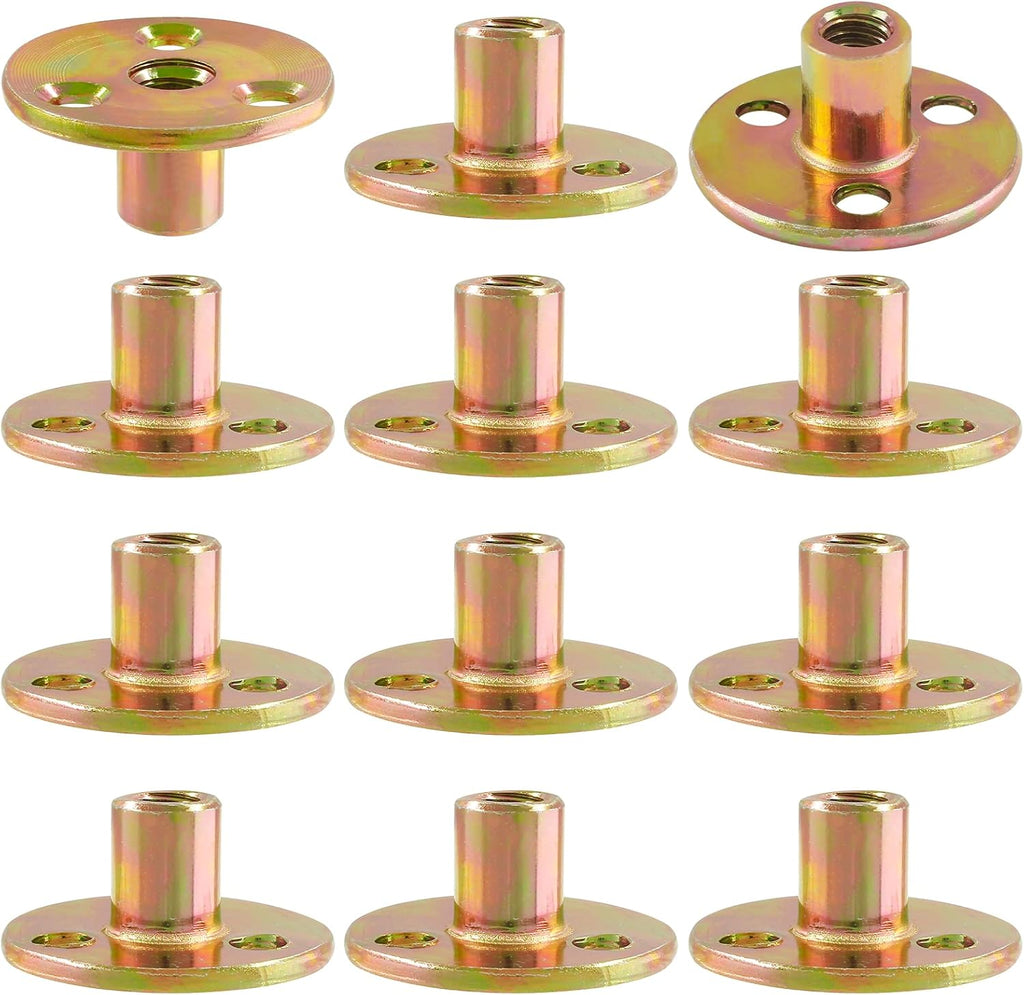 12Pcs 3/8"-16 Carbon Steel T-Nut Zinc-Plated Insert Nuts