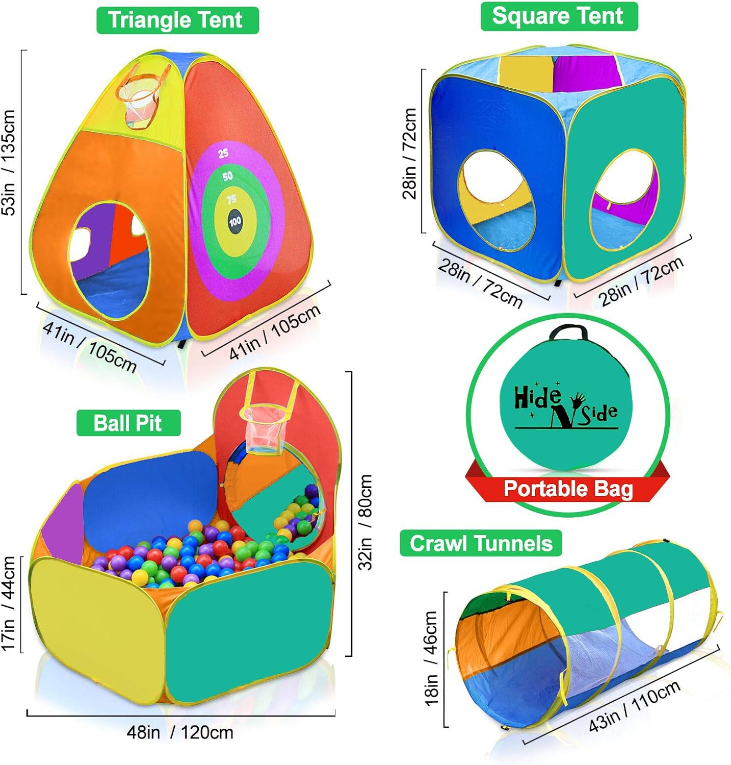 Gift for Toddler Boys & Girls, Ball Pit, Play Tent and Tunnels for Kids, Best Birthday Gift for 3 4 5 Year Old Pop Up