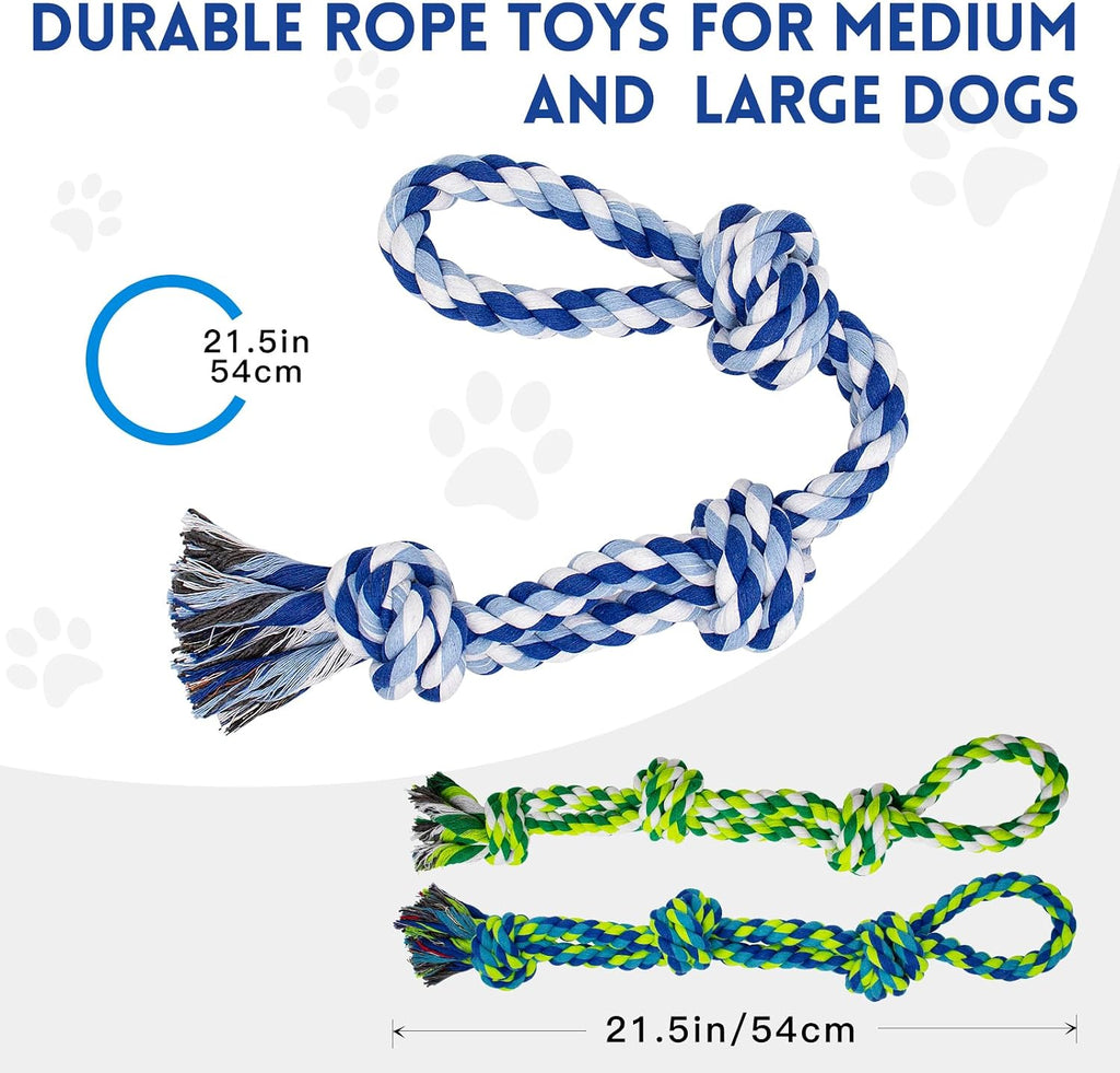 [3 Pack] Dog Rope Toys for Large and Medium Aggressive Chewers, Nearly Indestructible Rope Chew Toys, Heavy Duty 100%