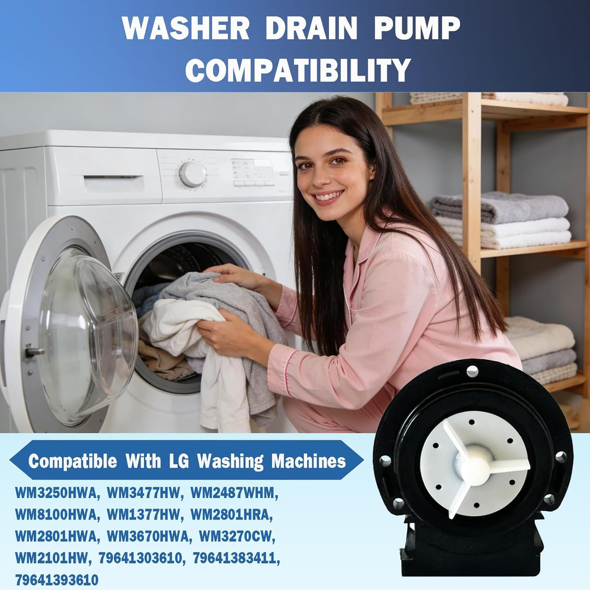 WM3570HWA, WM3670HWA, WM3250HWA, WM2487WHM Washer Drain Pump Replacement