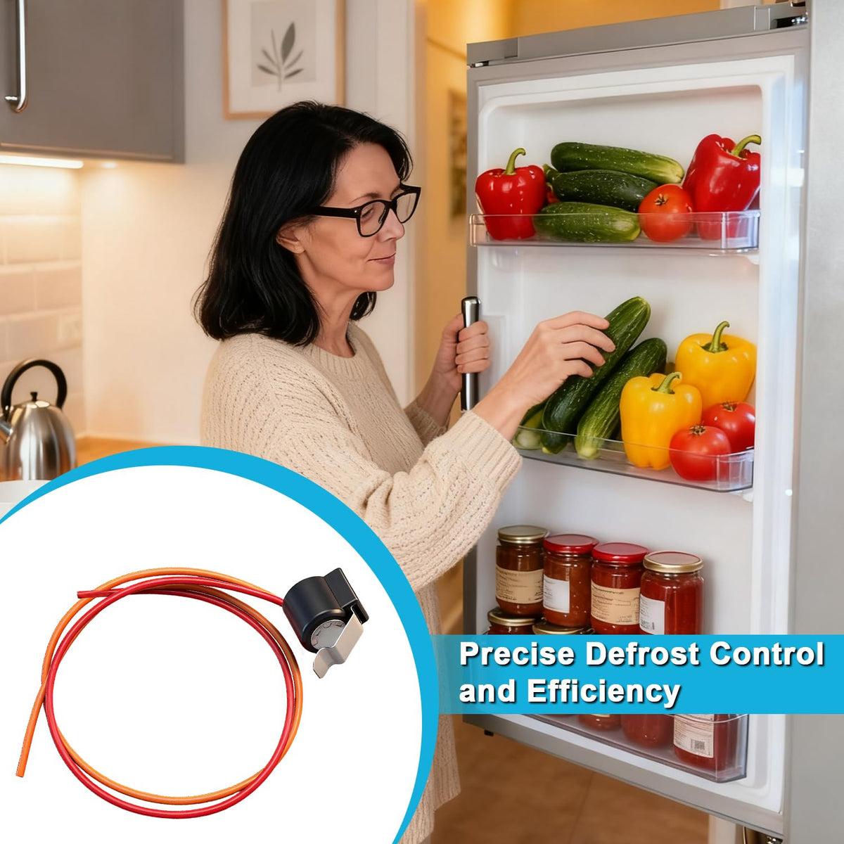 Refrigerator Freezer Defrost Thermostat Compatible with GE Refrigerators Replace#: WR50X10108 WR50X10109 AP5712605 3033062 PS8688283