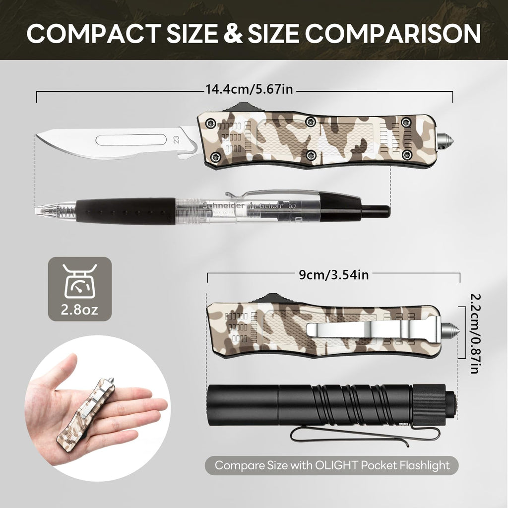 EDC Scalpel Knife Automatic Retractable Utility Knife Replaceable Blade