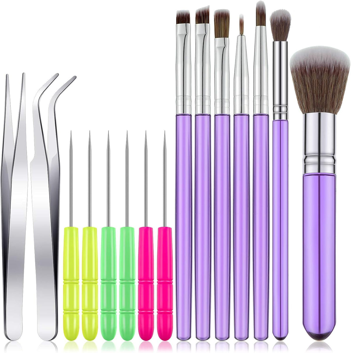 15 Pcs Decorating Brushes Fondant Tool Set for Cake, Purple