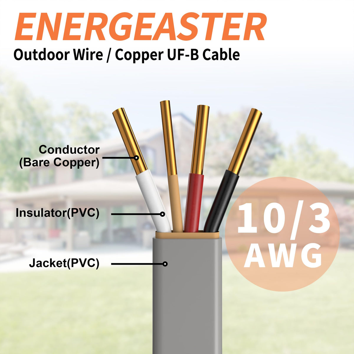 Energeaster 10/3 UF-B 250FT Solid Underground Feeder Direct Burial Cable
