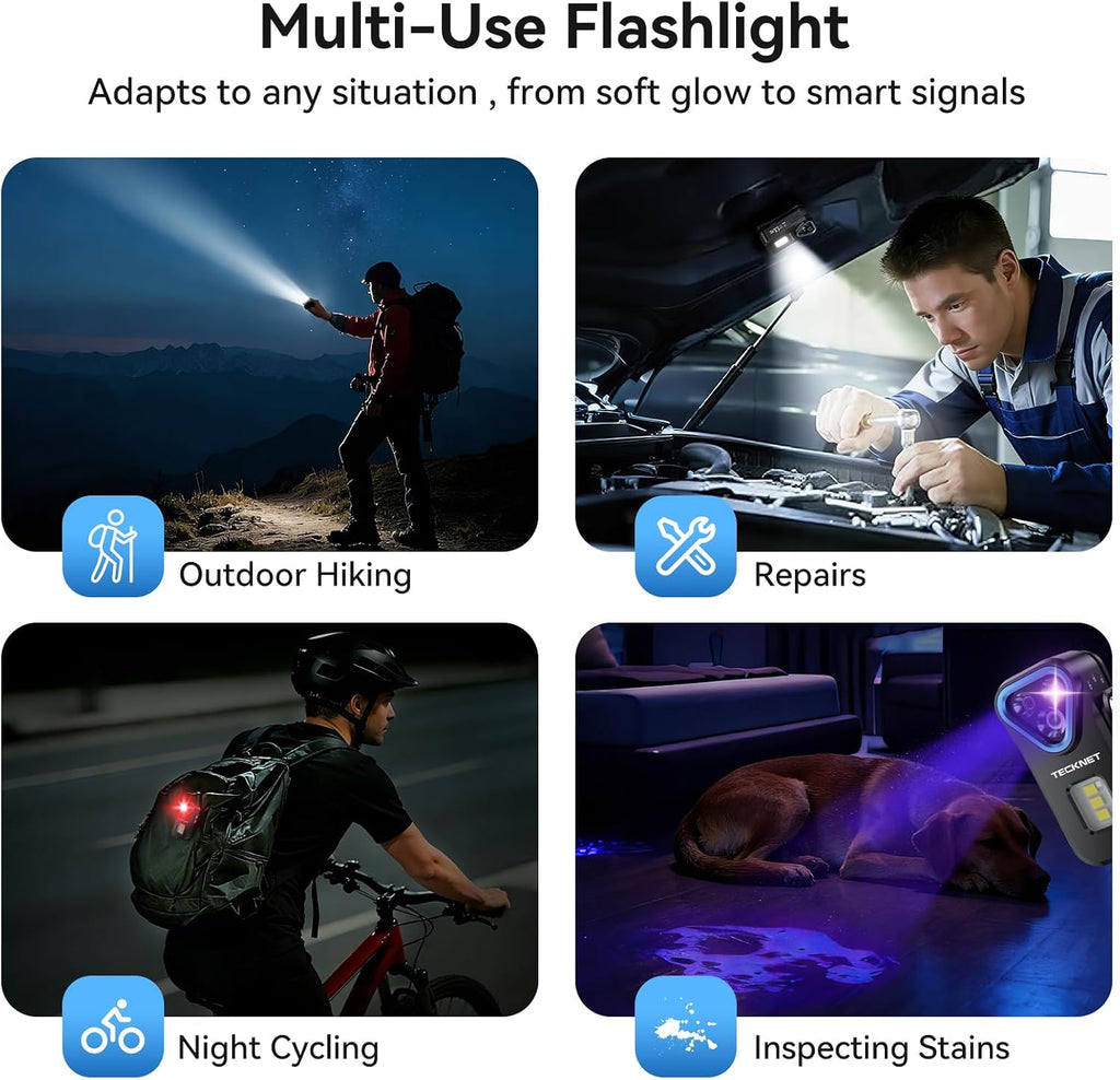 EDC Flashlight Clip-on Light, Rechargeable Mini Pocket Flashlight | 650 Lumens, 7 Lighting Modes, Magnetic Flash